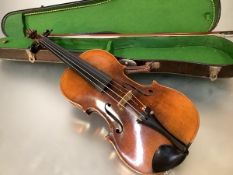 A late 19th century German violin, stamped 