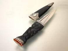 A silver-mounted sgian dubh, 20th century, Edinburgh, (marks indistinct), of characteristic form,
