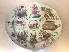 A Chinese famille rose porcelain platter, late 19th century, decorated with figures and precious