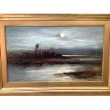 George Paul Chalmers R.S.A.. R.S.W. (Scottish, 1833-1878). Moonlit Estuary, oil on canvas,