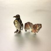 Two cold-painted bronze models, possibly Austrian, c. 1920, a penguin and a Pekinese (paint losses),