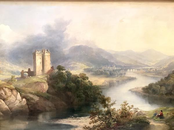 Scottish School, 19th Century, Neidpath Castle, by the Tweed, looking towards the Town of Peebles,