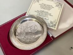 A limited edition silver commemorative plate, Roberts & Dore, London 1972, commemorating the 75th