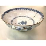 An English Delft punch bowl, third quarter of the 18th century, probably Lambeth, the exterior