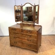 Whytock & Reid of Edinburgh, a walnut dressing chest, c. 1910, the triptych swing mirror back with