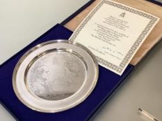 A limited edition silver commemorative plate, William Comyns & Sons, London 1972, commemorating