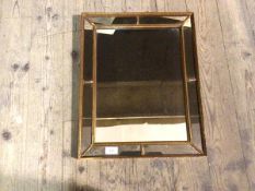 A modern wall mirror, the rectangular glass within a mirrored border and gilt frame (49cm x 39cm)