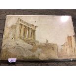 19thc school, Continental Town with Ruins, watercolour sketch (a/f) (33cm x 51cm)