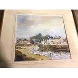 Robert Kilpatrick, Coastal Town at Low Tide, watercolour, signed bottom right (25cm x 27cm)