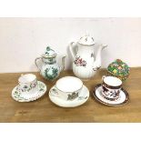 A mixed lot of china, including a Royal Worcester Roanoke pattern coffee pot (21cm), a Royal