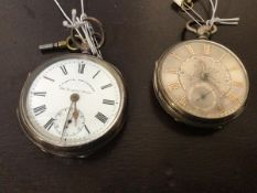 An Edwardian silver cased open faced pocket watch, the white enamel dial with Roman chapter ring and