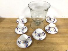 A set of six 1930s Foley demi tasse cups and saucers, a glass vase (a lot)