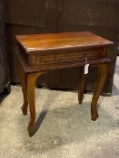 A small Dutch style mahogany side table, late 20thc., the rectangular moulded top above a single