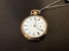 An early 20thc open faced pocket watch, the dial with roman chapter ring and inscribed Lancashire