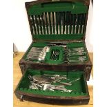 A large canteen (20cm x 55cm x 38cm) with quantity of cutlery including knives, forks, spoons,