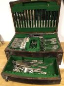 A large canteen (20cm x 55cm x 38cm) with quantity of cutlery including knives, forks, spoons,