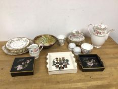 A mixed lot of china including a Carltonware ashtray with chess piece decoration (16cm x 17cm), a