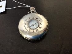 An early 20thc silver cased half hunter pocket watch, the white enamelled dial inscribed Vertex with