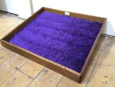 A 20thc bespoke made hardwood pocket watch display stand lined in purple velvet