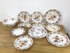 A group of Royal Crown Derby dishes including an octagonal bowl (9cm x 24cm), two octagonal
