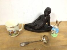 A mixed lot including a composition figure of a Girl Reclining (15cm), a Beswick figure of Peter