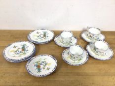 A 1930s Paragon part tea service, in Orient pattern, including four teacups, six saucers and five