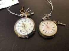 An early 20thc open faced pocket watch, the case stamped 0935, cream enamel dial with gilt detail