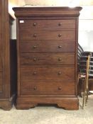 A 20thc Victorian style mahogany tallboy, with concealed cushion moulded frieze drawer above six