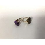 Two 9ct gold rings, both set cut single stones (J and L)