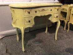 A mid to late 20thc French style kidney shaped dressing table, painted with classical figures and