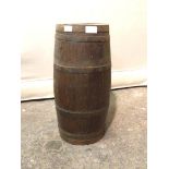 A coopered oak barrel stick stand (h.58cm)