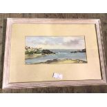 Ralph Nason, Coastal Town, watercolour, signed bottom left (17cm x 37cm)