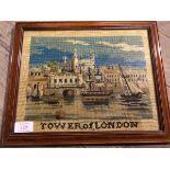 A 1930s grospoint panel depicting The Tower of London (24cm x 30cm)