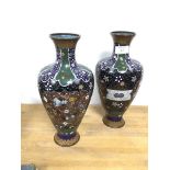 A pair of cloisonne vases, of baluster form (each: 31cm)