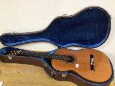 A S Viari guitar, label to interior, with original travelling case (100cm)