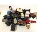 A collection of modern and vintage jewellery boxes including those from C. Bedford, Halifax, D.