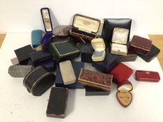 A collection of modern and vintage jewellery boxes including those from C. Bedford, Halifax, D.