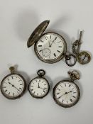 Three various lady's silver cased engraved Edwardian open faced pocket watches with roman
