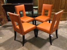 William Yeoward - A set of four contemporary dining chairs, the open back over seat upholstered in a