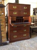 A Victorian mahogany secritaire chest, fitted with two short and one long drawer over a fall front