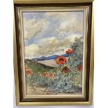 Wendy Wood, Highland Garden, watercolour, signed bottom left, in gilt composition frame (34cm x