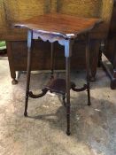 Edwardian mahogany occasional table, the serpentine top over shaped frieze and ring turned