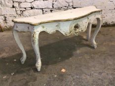 Late 20th century Rococo style cream and gilt painted console table of serpentine outline H70cm,