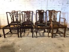 Matched set of eight Georgian and later dining chairs, with out seat pads W56cm