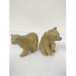 Two Lladro Spanish porcelain bear figures (10cm and 12cm)