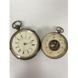 A pocket barometer with stainless steel case (4.5cm) and a Chester silver cased marine pocket
