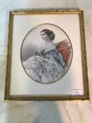 A lithographic print, Eugenie Emporer Napoleon III, in gilt composition frame (27cm x 23cm)