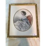 A lithographic print, Eugenie Emporer Napoleon III, in gilt composition frame (27cm x 23cm)