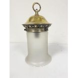 An Edwardian brass hall lantern light, with opaque glass shade (including loop: 29cm x d.14cm)