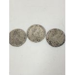 Three Empress Maria Theresia (1740-1780) coins, still in production (4cm), signs of oxidisation
